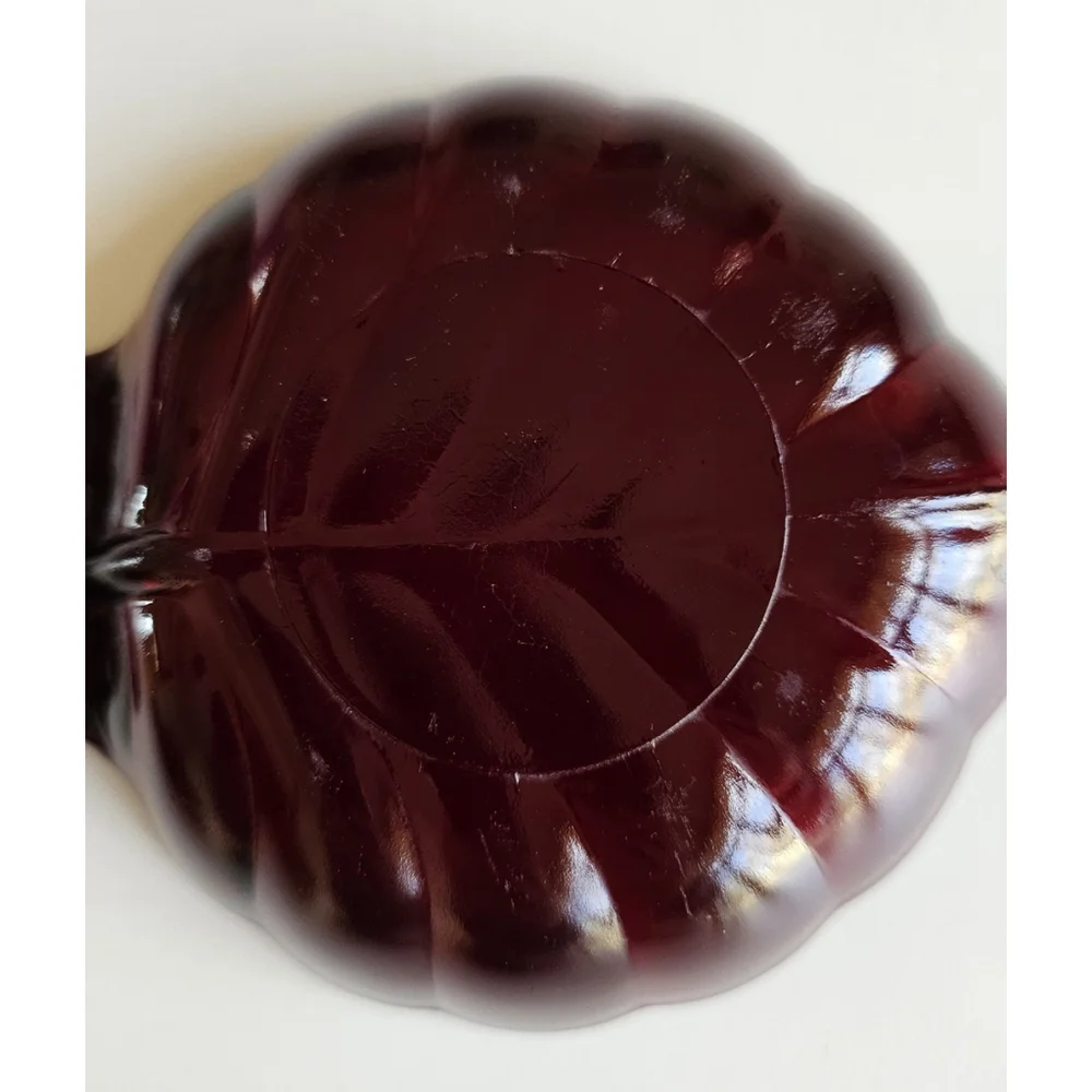 1940's Anchor Hocking Royal Ruby Red Grape Leaf Ashtray Model Vintage